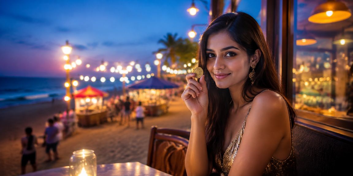 Chennai Marina Beach with entertainment and casino lights